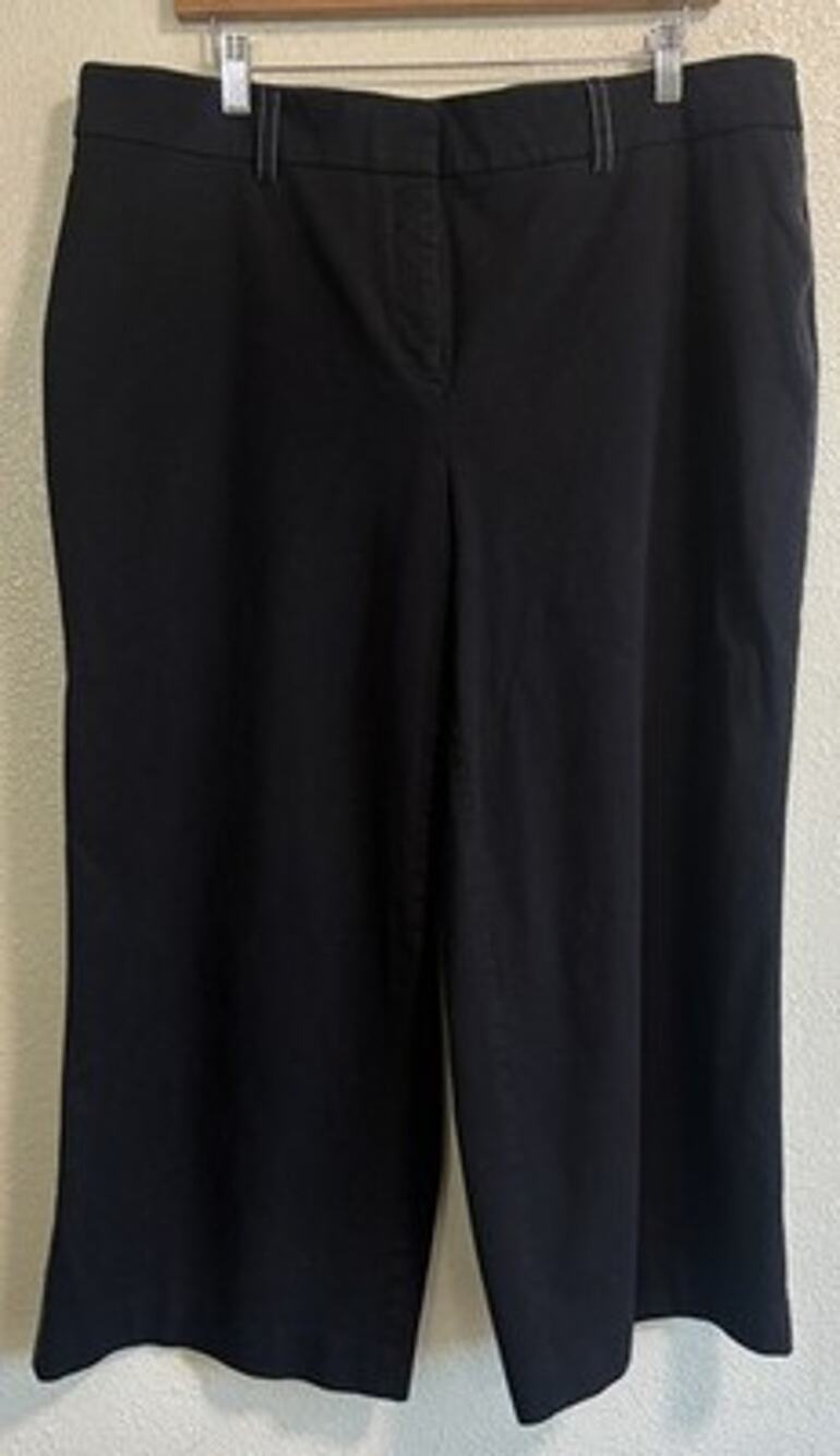 Alfani Black Wide Leg Cropped Pants Trousers Side Stripe Career Plus Size 16W
